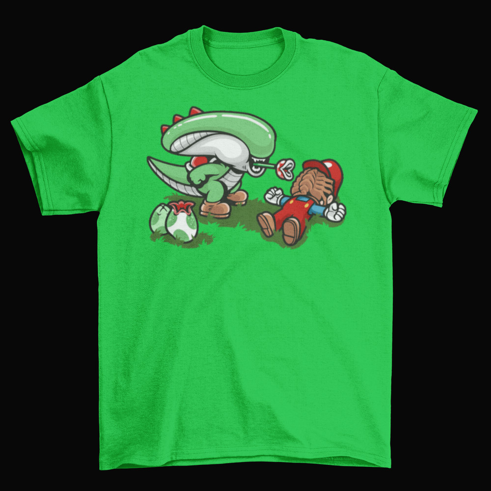 Yoshi Super Mario Bros. T-Shirt Mens Unisex Cotton Adult Size Xenomorph Alien