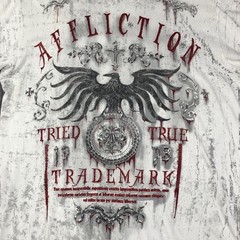 Affliction Shirt Men XL White Tried True Trademark Eagle Graphic Biker Red Foil