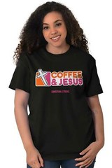 Coffee And Jesus Christ Religious Christian Adult Short Sleeve Crewneck Tee