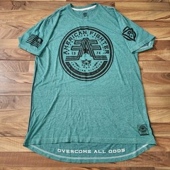 American Fighter Double Sided Graphic T-Shirt Turquoise Size 3XL/XXXL