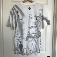 VTG ODM Men’s Faith V-Neck XL T-Shirt Cross Graphic Tee Affliction Style Y2K