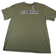 Airwalk T-Shirt 3XL Short Sleeve Army Green Spellout Logo Skateboard Skate