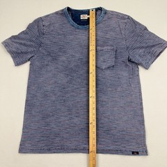 Faherty Shirt Mens L Blue Indigo Dyed Red Striped Organic Cotton Pocket T Casual
