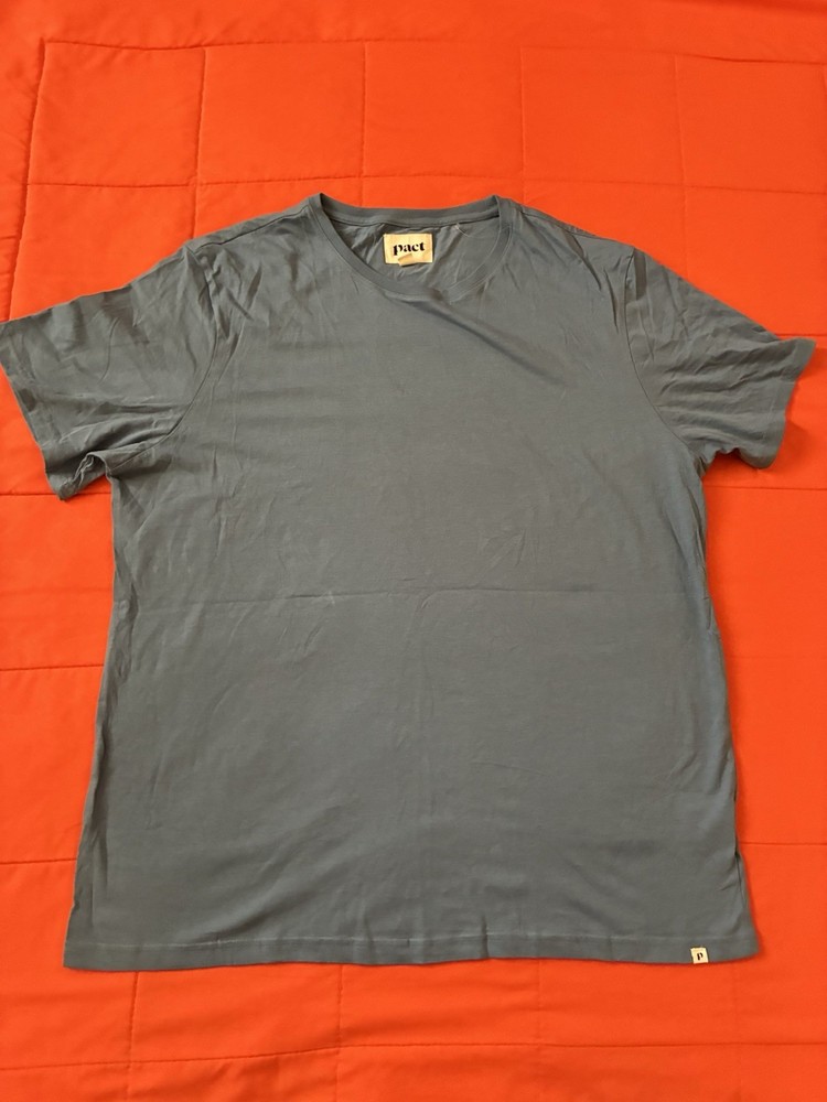 Pact Mens Organic Cotton Shirt XL Blue Short Sleeve