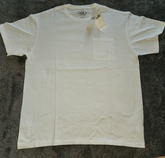 Ralph Lauren Double RRL White Jersey Knit T-shirt Mens Large Left Chest Pocket