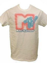 New Classic MTV Colorful Adult Mens Sizes M-L White Retro Look Shirt