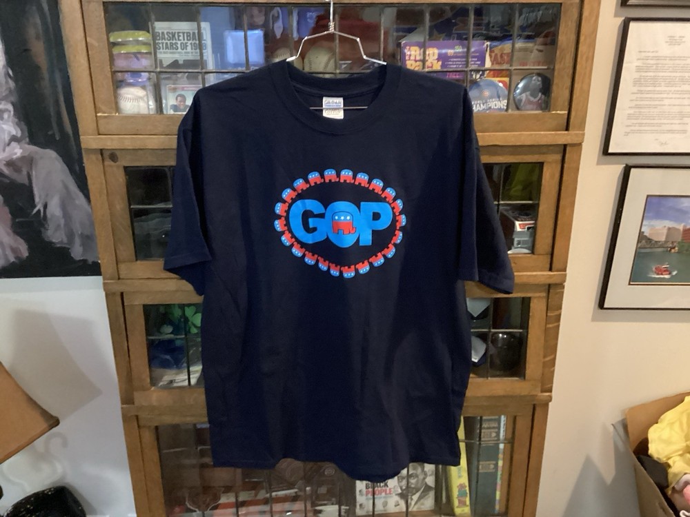 VTG GOP Grand Old Party Elephant SPELL OUT Navy GILDAN T-shirt SZ XL – Cool