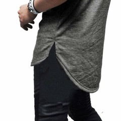 Men’s Cotton Short Sleeve Zipper T Shirt Hip Hop Solid Hipster Streetwear Tshirt