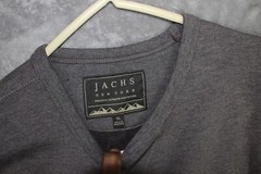 Jachs New York Mens Long-Sleeve Crewneck Shirt, Gray, Fleece, Size XL, EUC