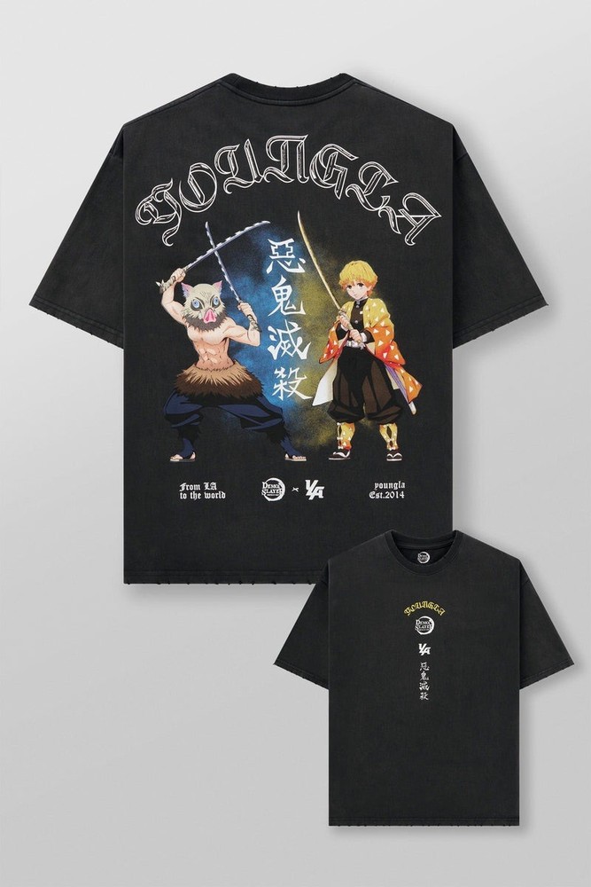 YOUNGLA 4266 DEMON SLAYER KIMETSU NO YAIBA CHARACTER TEES SWORDSMEN DUO – LARGE