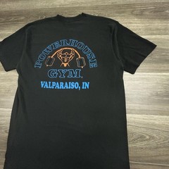 Vintage Powerhouse Gym Shirt Mens Large Black Bodybuilding Single Stitch USA 90s