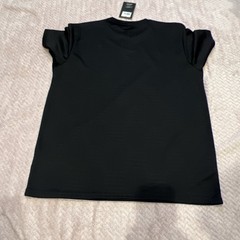 NWT Casa Moda Couture~LARGE~Men’s SS Knit Tee Black Textured X Line Pattern