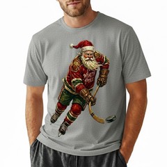 Vintage Santa Hockey T-Shirt North Pole Jersey Christmas Holiday Sports Sweater