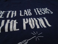 Vintage 80s 90s Lab Techs Get To the Point T shirt Drug Needle Funny Sz Large