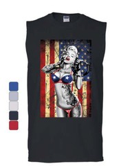Marilyn Monroe US Flag Muscle Shirt Freedom Sexy Girl Tattoos Gangsta Sleeveless