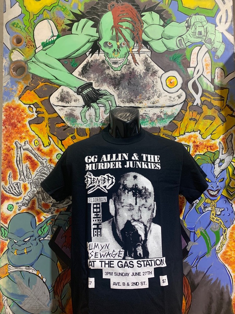GG Allin & The Murder Junkies “Final Show Flyer Black” shirt Antiseen Meatmen