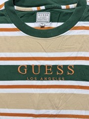Guess Los Angeles Striped T Shirt Mens Size M Made in India VTG Green Orange Y2K