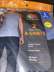 Fruit Of The Look Mens’ Tag Free Cotton A-Shirts / 2 In Pack / Large