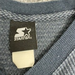Vintage Starter T Shirt Mens XL Blue Textured Knit Embroidered Logo Sportswear