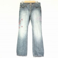 Paul Smith Pink Embroidery Boot Cut Denim Pants Ladies L Japan