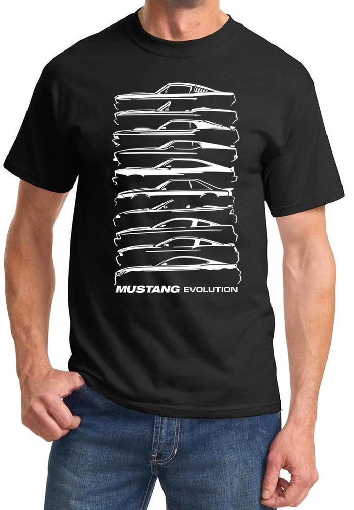 1964-2018 Ford Mustang Evolution Outline Design Tshirt NEW FREE SHIPPING
