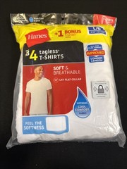 3X Hanes 2135 Crewneck Tagless Men’s T-shirt Large 3+1 Pack – White