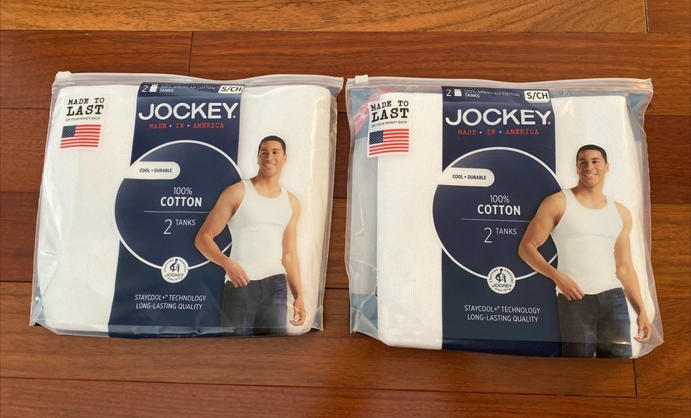 4 Pack Jockey Men’s 100% Cotton Tanks Made in America Size Small New
