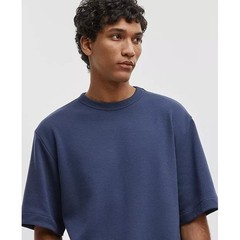 Mode of One Ottoman Tee Caspian Waters Blue Relaxed Fit Textured T-Shirt S NEW