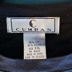 Cumran Short Sleeve Shirt XXL Silk Cotton Black Crewneck