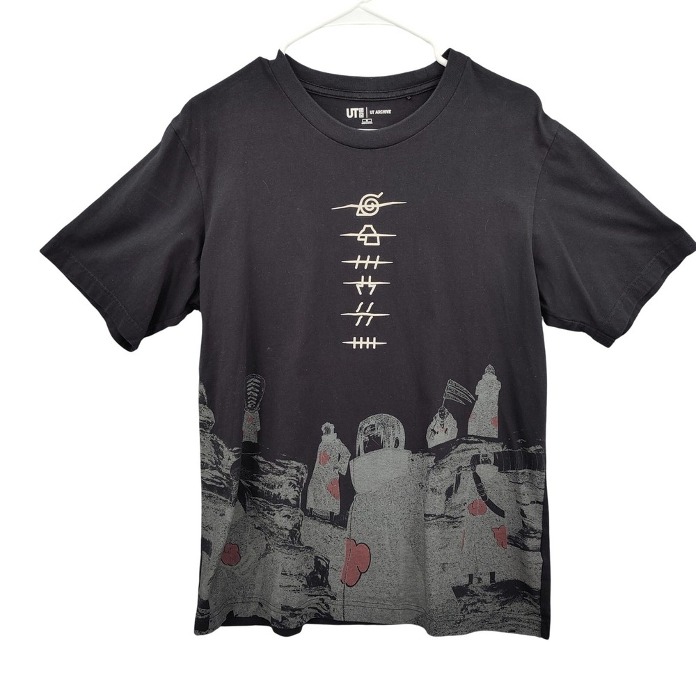Uniqlo Mens Akatsuki Naruto Anime Streetwear Shippuden Graphic Tee M Black UT