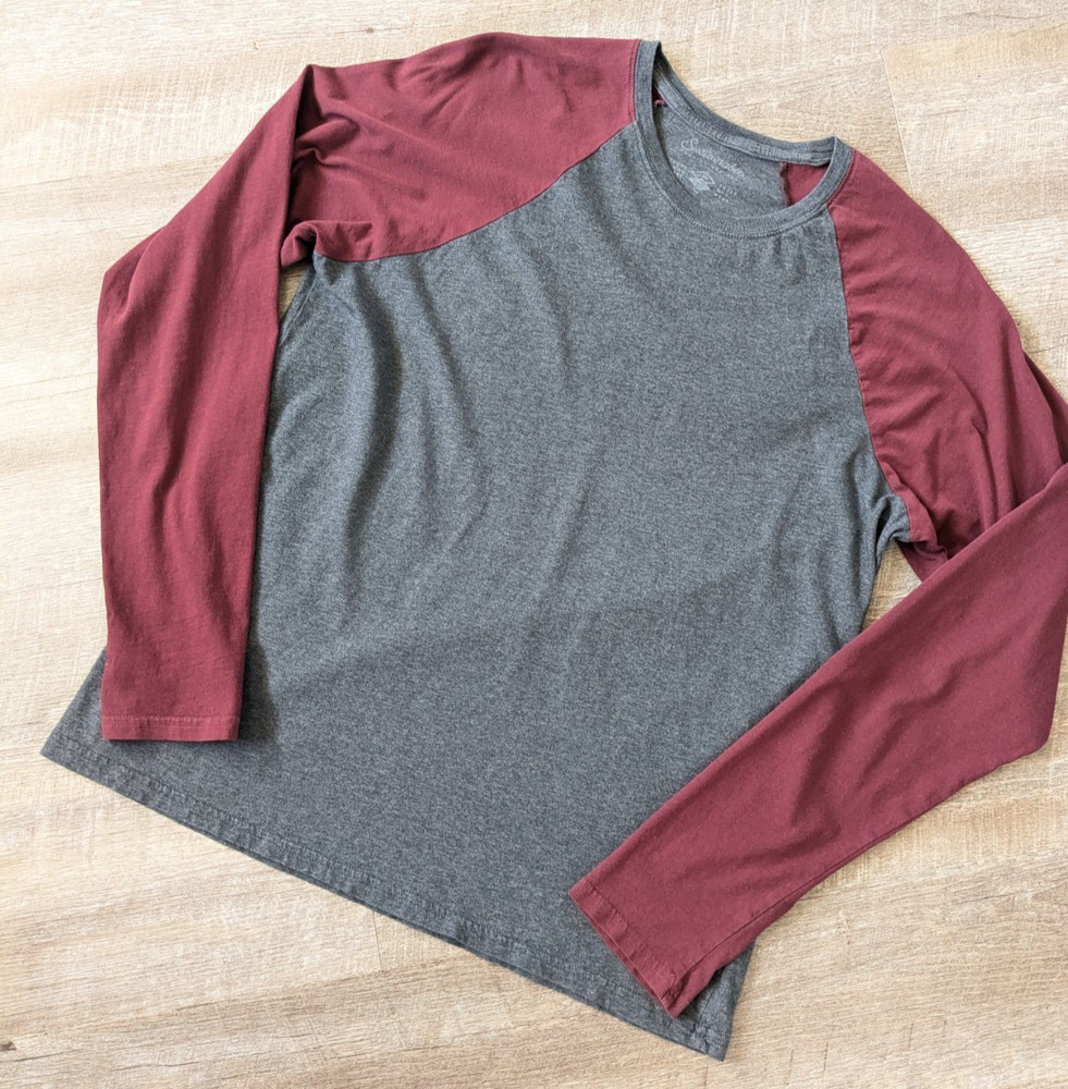 Pact MD Baseball Raglan Shirt Gray Long Sleeve Organic Cotton Preppy Sustainable