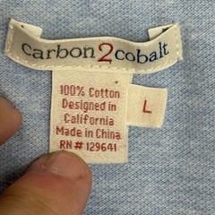 Carbon 2 Cobalt Henley Shirt Mens Large Blue Short Sleeve Preppy Casual