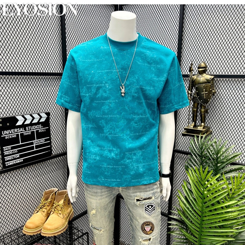 Men’s Premium Cotton Short Sleeve Tee Textured Casual Loose Fit Summer T-Shirt