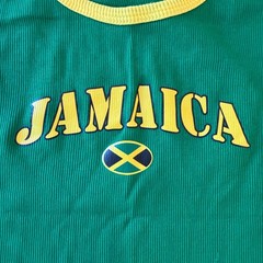 Knit Knot Jamaica Ribbed Tank Top Green Yellow Trim Flag Graphic Size XXL