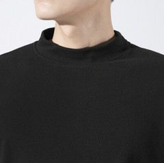 Spring Men Retro Half-Turtleneck Warm Long Sleeve Tee Solid Color T Shirt Tops
