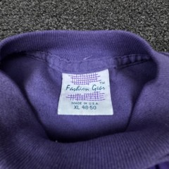 Vintage Fashion Gear Shirt Mens XL Purple Button Flower Applique Made USA 80s