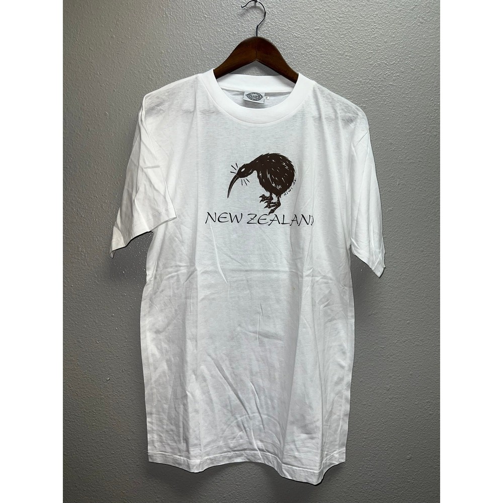 Vintage Kiwi Bird Shirt New Zealand Graphic Promo White Short Sleeve Tee Medium