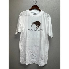 Vintage Kiwi Bird Shirt New Zealand Graphic Promo White Short Sleeve Tee Medium