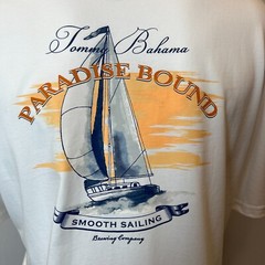 Tommy Bahama Shirt Mens Large XL White Short Sleeve Sailboat Ocean T-Shirt