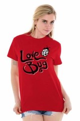 Cute Love Bug Sweet Romantic Valentine’s Day Womens Graphic Crewneck T Shirt Tee