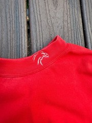 Gildan Ultra Cotton Red Long Sleeve T-Shirt with Eagle Neck Embroidery
