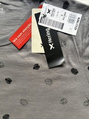 NWT Slim Fit Gray Leaf Print 100% Cotton Men T-Shirt Crew Neck Large Lightweight
