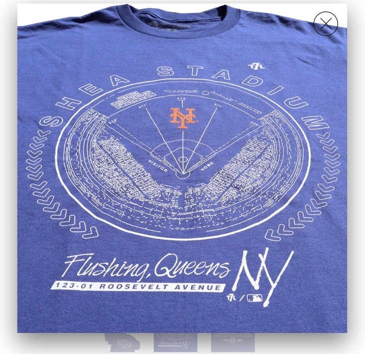 New York Mets Shea Stadium The 7 Line Blueprint T Shirt Sz L Baseball MLB