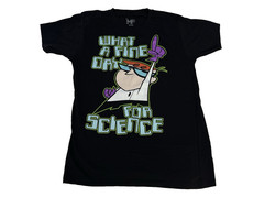 Mens Medium Dexter’s Laboratory “What a Fine Day for Science” Black T-Shirt