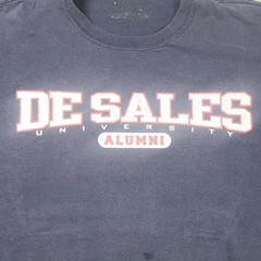 Gildan DeSales University Alumni T-Shirt Mens XL Navy Blue Fair Distressed Tee