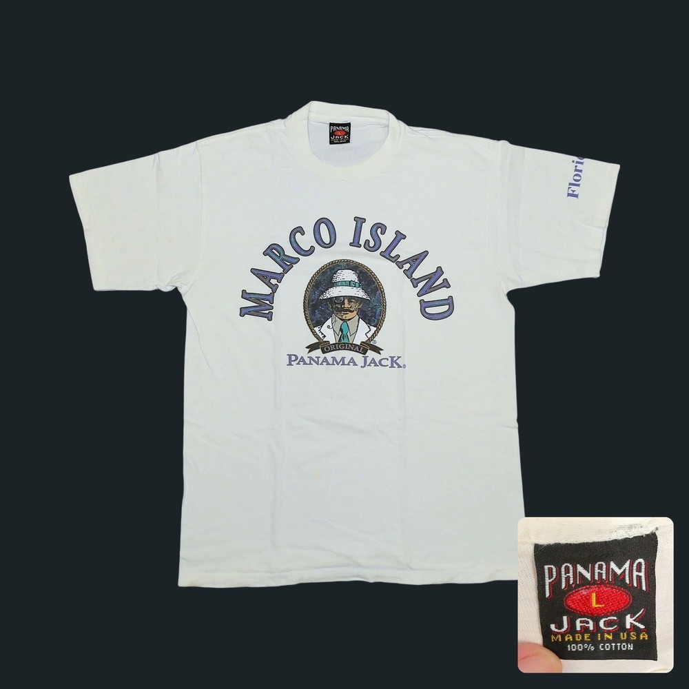 Vintage Panama Jack Mens T Shirt Marco Island Monocle 90s Single Stitch Large