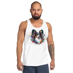Splash of Art Papillon Dog Tank | Men’s Graphic Bella + Canvas 3480 Top