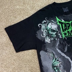 Vintage Tapout MPS Shirt Mens L Black Green Foil Skull Snake MMA UFC Fight Y2K