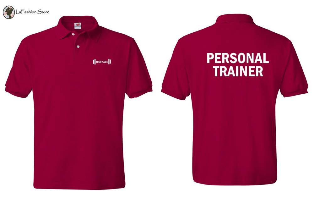 Personal Trainer Fitness Polo Shirts with custom name on the left chest S-5XL