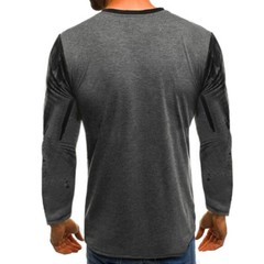 Mens Camo Long Sleeve T-Shirts Crew Neck Casual Slim Fit Muscle Blouse Tops Tee